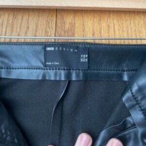 black faux leather kick flare pants from Asos Design